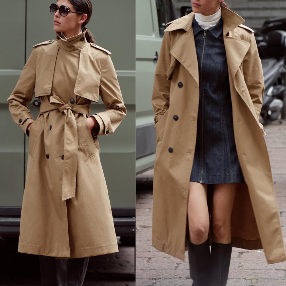 NEW ZARA water repellent toffee trench 3811 size L